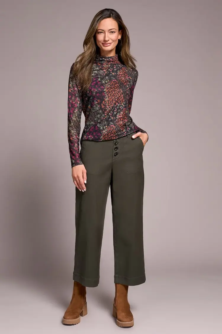 Tribal Tribal Sophia Curvy Button Fly Wide Crop Jeans 5896O