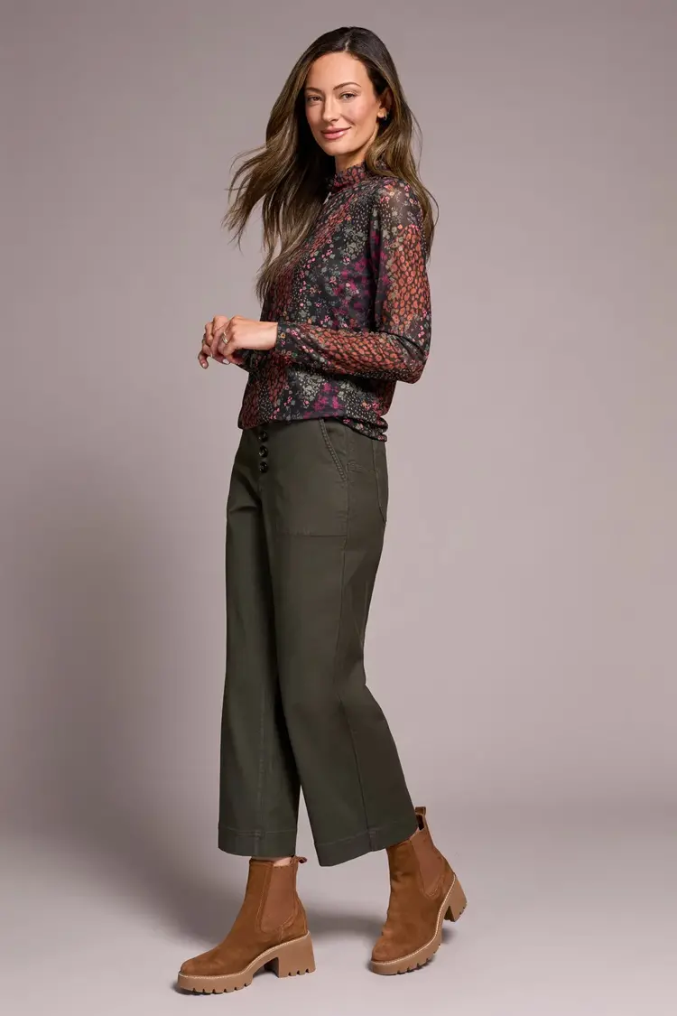 Tribal Tribal Sophia Curvy Button Fly Wide Crop Jeans 5896O