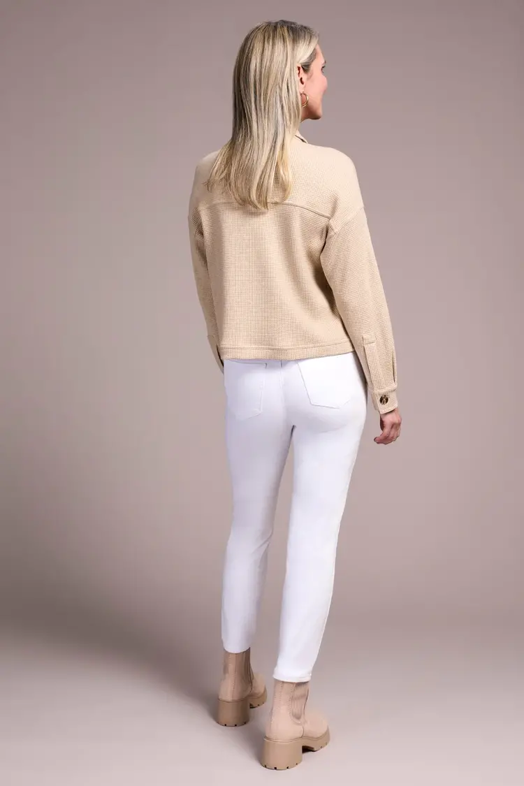 Tribal Tribal Crop Knit Shacket With Patch Pockets 5900O