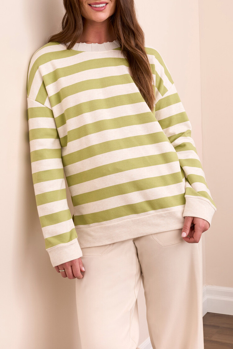 Tribal Tribal 2340O Long Sleeve Crew Neck Top w/ Ribbed Detail