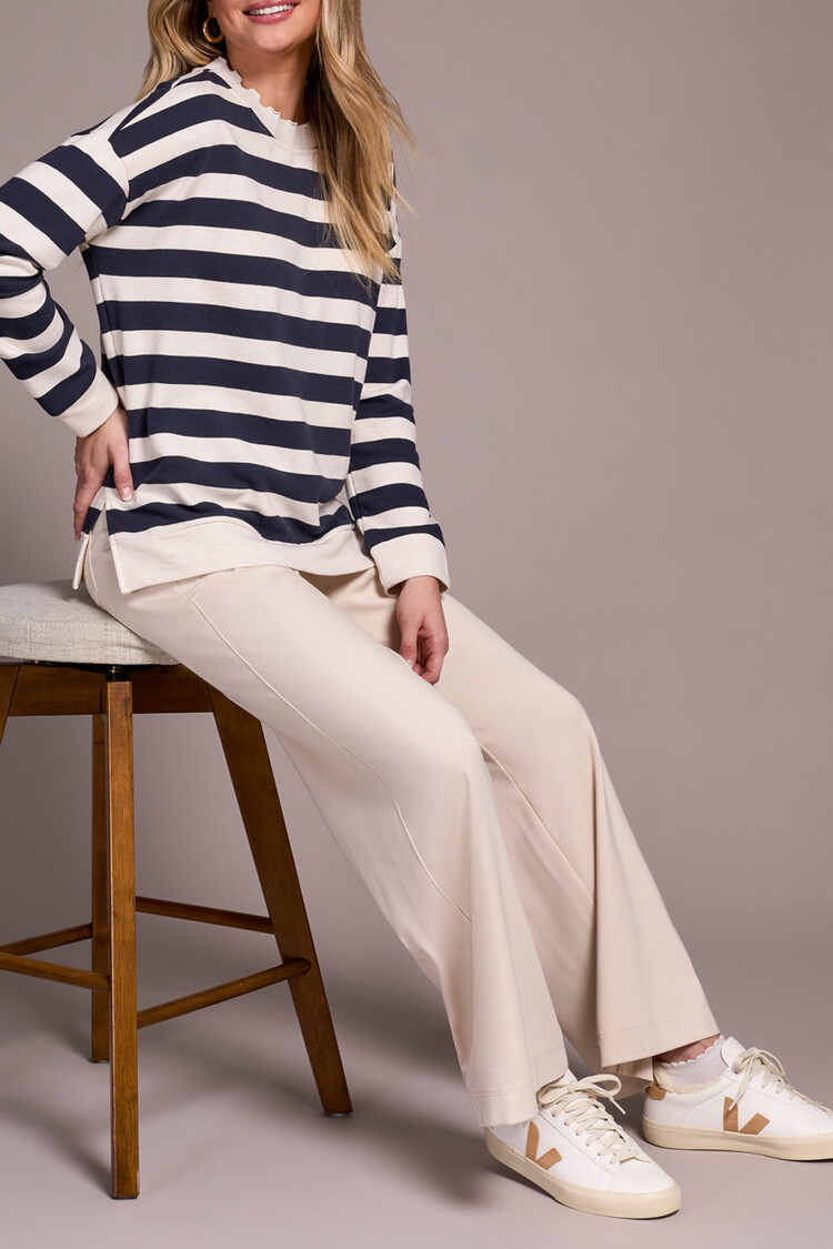 Tribal Tribal 2340O Long Sleeve Crew Neck Top w/ Ribbed Detail