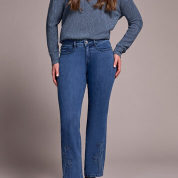 Tribal Tribal 6012O Audrey Flare Jeans w/ 3D Flower Detail