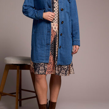 Tribal Tribal 5902O Long Button Front Quilted Jacket