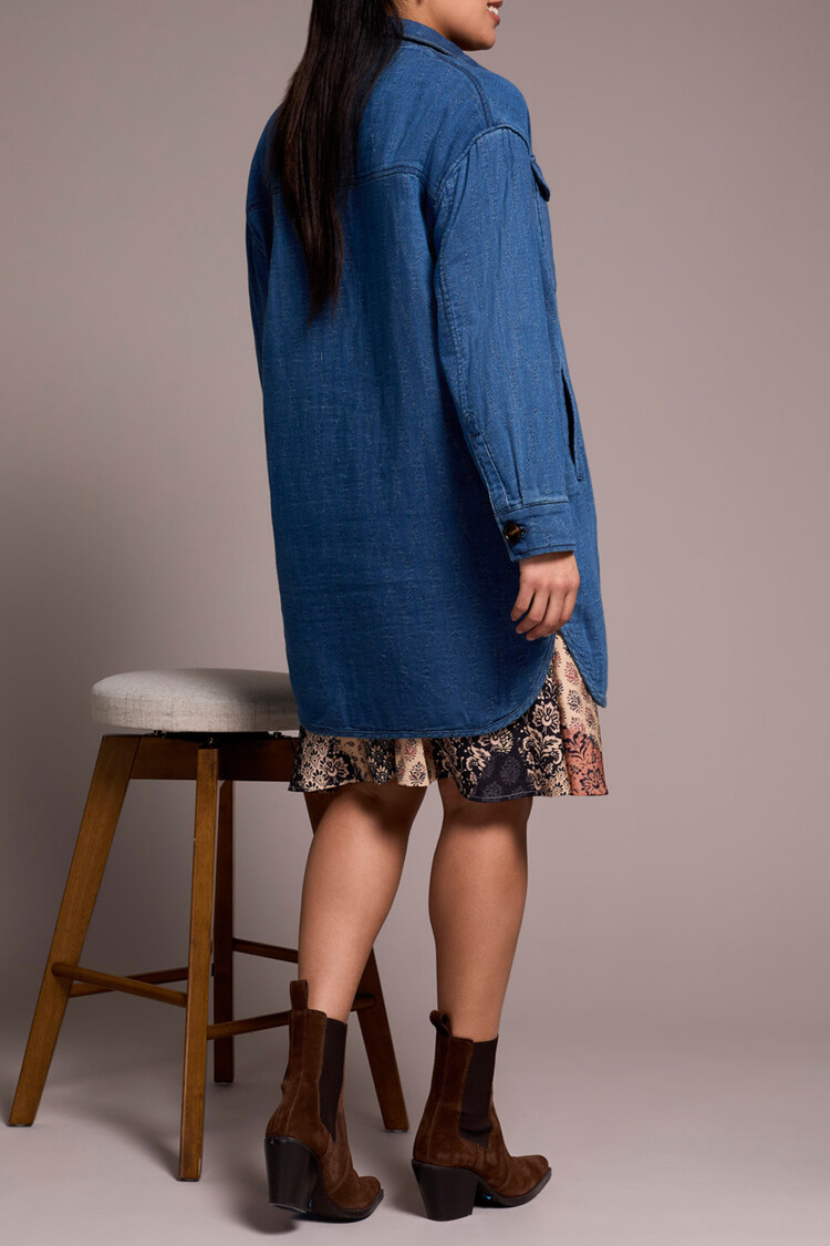 Tribal Tribal 5902O Long Button Front Quilted Jacket