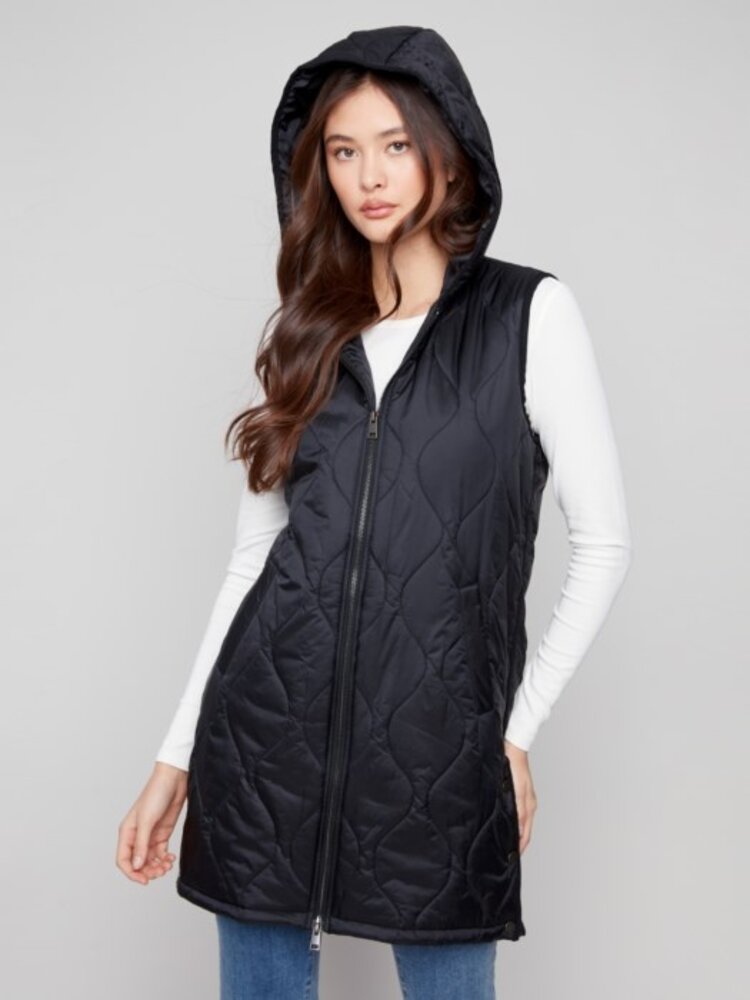Charlie B Charlie B Pearlized Puffer Long Vest C6365