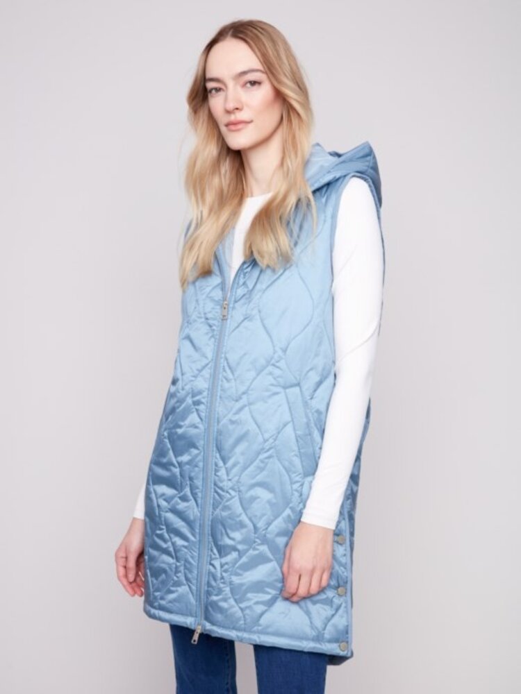 Charlie B Charlie B Pearlized Puffer Long Vest C6365