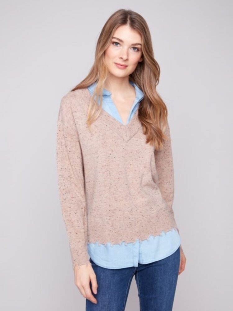 Charlie B Charlie B V-Neck Fooler Sweater C2568Y