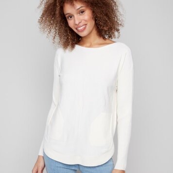 Charlie B Charlie B Long Sleeves Boat Neck With Pockets C2170Z