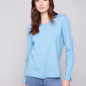 Charlie B Charlie B Basic Long Sleeves V-Neck Sweater C2279RR