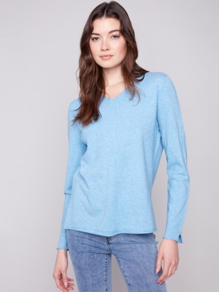 Charlie B Charlie B Basic Long Sleeves V-Neck Sweater C2279RR