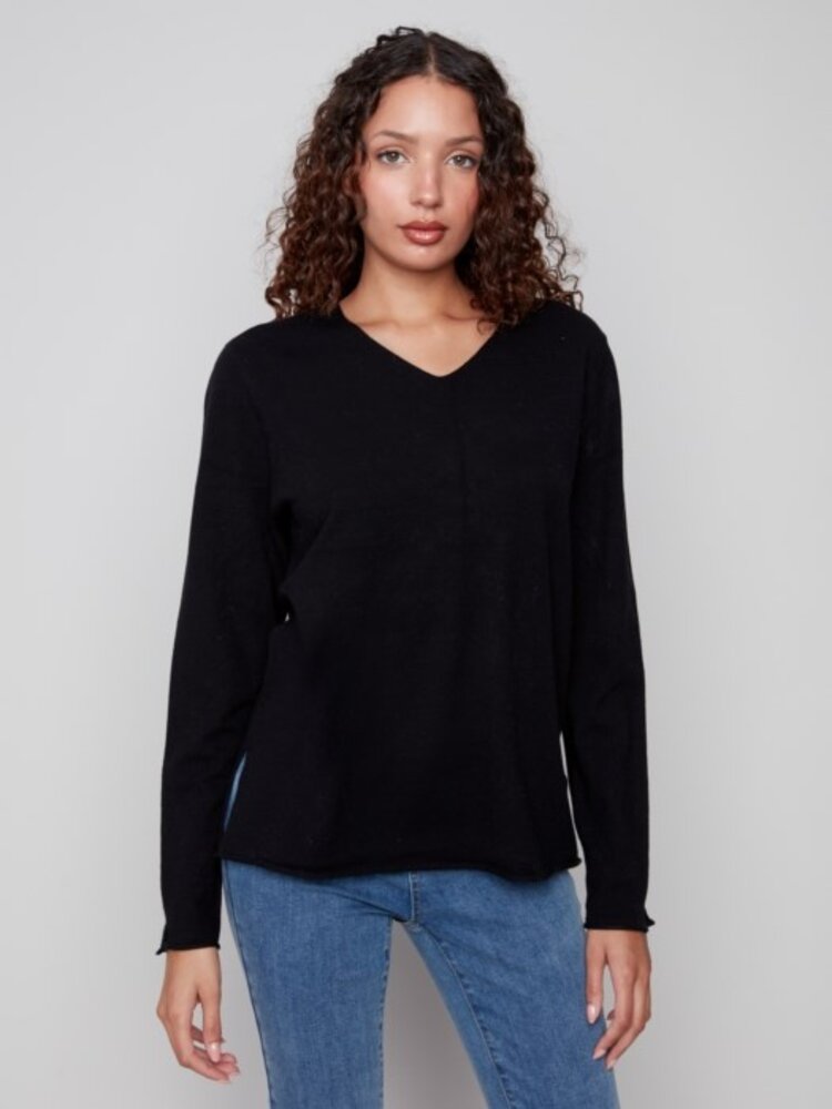 Charlie B Charlie B Basic Long Sleeves V-Neck Sweater C2279RR