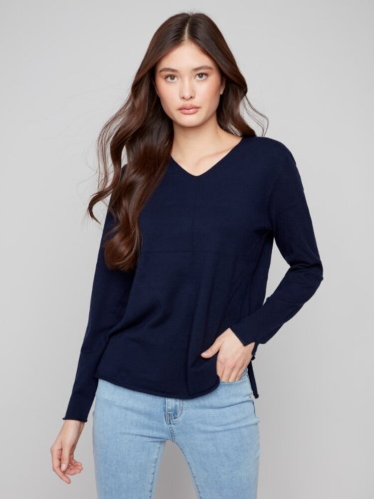 Charlie B Charlie B Basic Long Sleeves V-Neck Sweater C2279RR