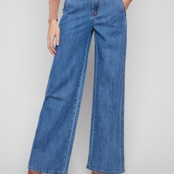 Charlie B Charlie B Wide Leg Stretch Denim Pants With Slash Pockets C5659