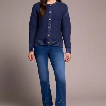 Tribal Tribal 5904O Button Front Sweater Cardigan w/ Special Wash
