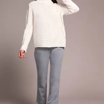 Tribal Tribal Mock Neck Sweater With Special Wash 5935O