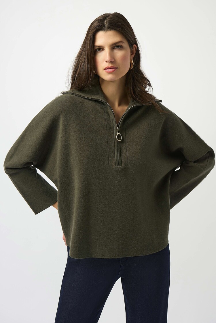 Joseph Ribkoff Joseph Ribkoff 253963 Boxy Pullover Sweater w/ Zipped Collar