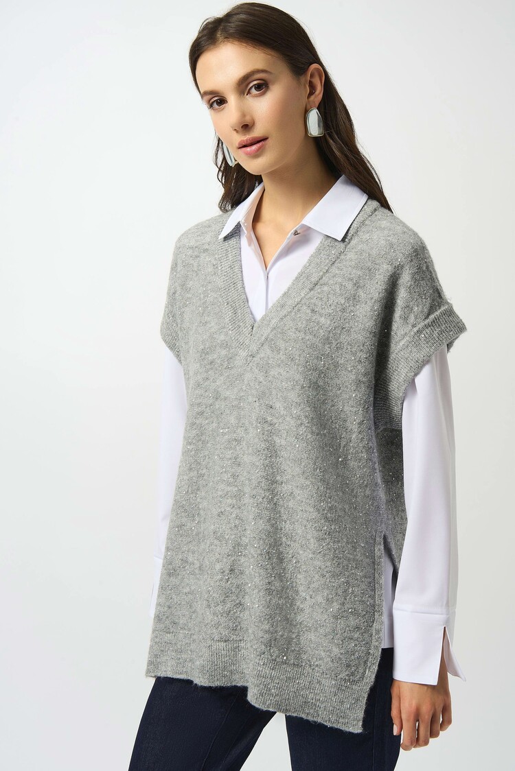 Joseph Ribkoff Joseph Ribkoff 253957 Sleeveless Sweater Tunic w/ Sequins