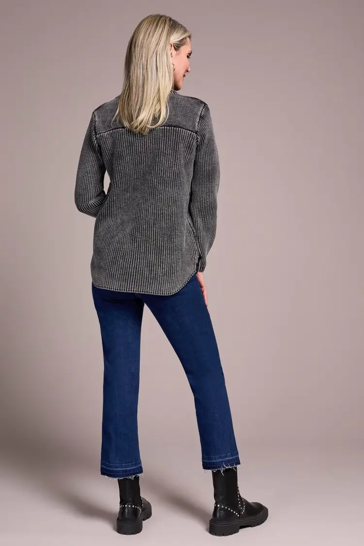 Tribal Tribal 5939O Sweater Shacket w/ Special Wash Effect