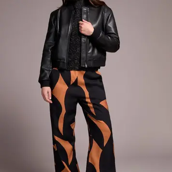 Tribal Tribal Zipped Front Faux Leather Bomber Jacket 5924O