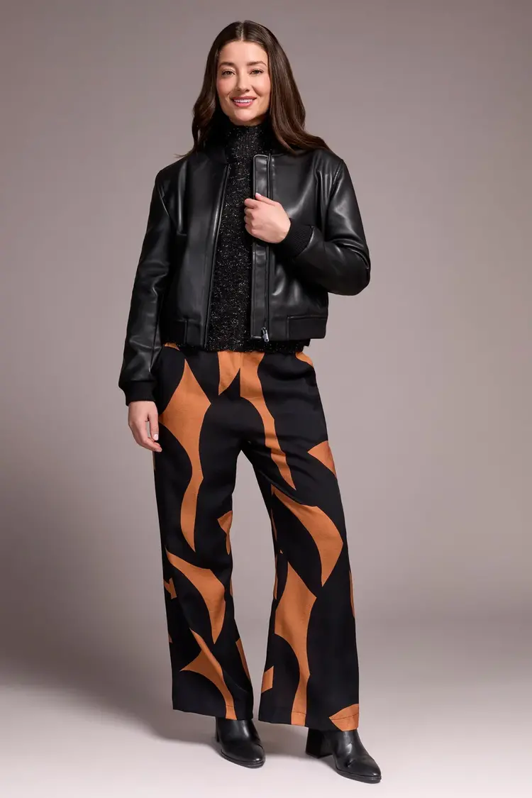 Tribal Tribal Zipped Front Faux Leather Bomber Jacket 5924O