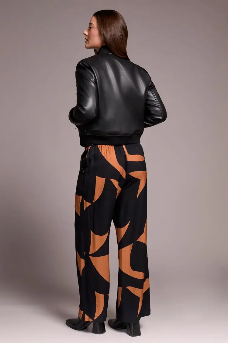 Tribal Tribal Zipped Front Faux Leather Bomber Jacket 5924O