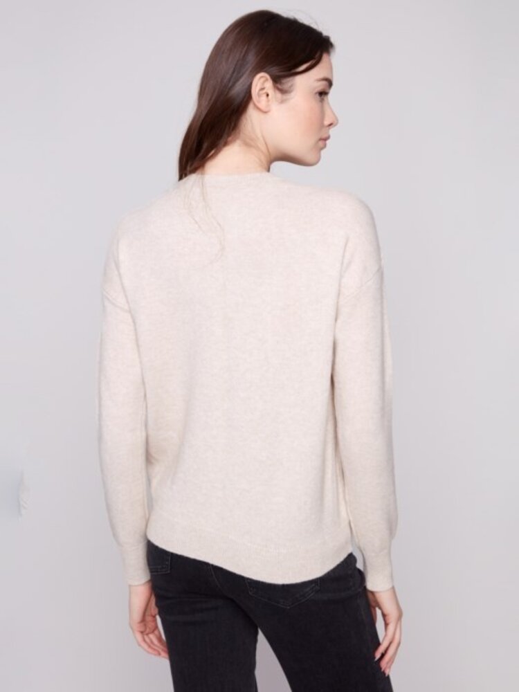 Charlie B Charlie B Crew Neck Sweater With Tonal Embroidery C2821