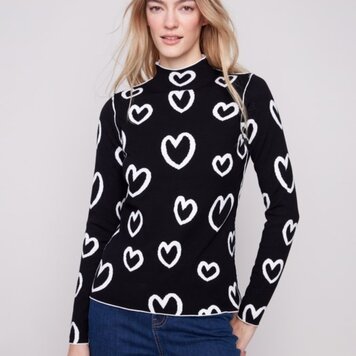 Charlie B Charlie B Gutsy Knit Reversible Mock Neck Sweater C2681PR