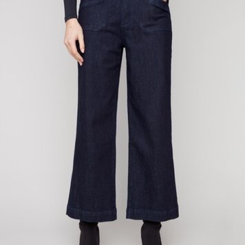 Charlie B Charlie B C5660 Cropped Wide Leg Stretch Denim Pant