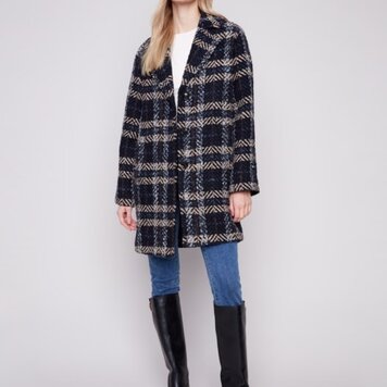 Charlie B Charlie C6381 Plaid Boucle Coat