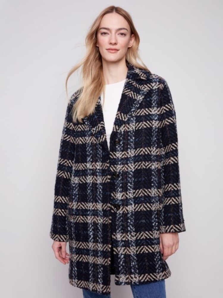 Charlie B Charlie C6381 Plaid Boucle Coat