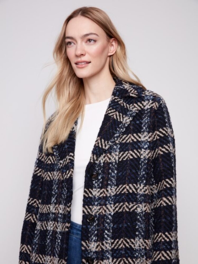 Charlie B Charlie C6381 Plaid Boucle Coat