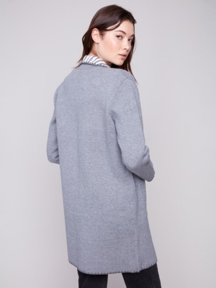 Charlie B Charlie B Jacquard Cardigan With Blanket Stitch C2844