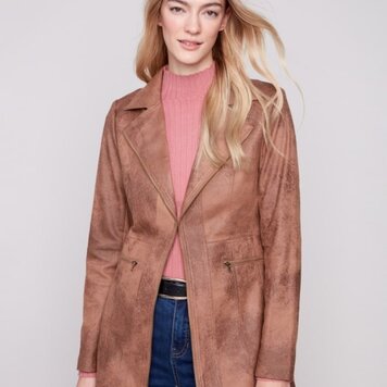 Charlie B Charlie B Vintage Texture Faux Suede Long Jacket C6270RR