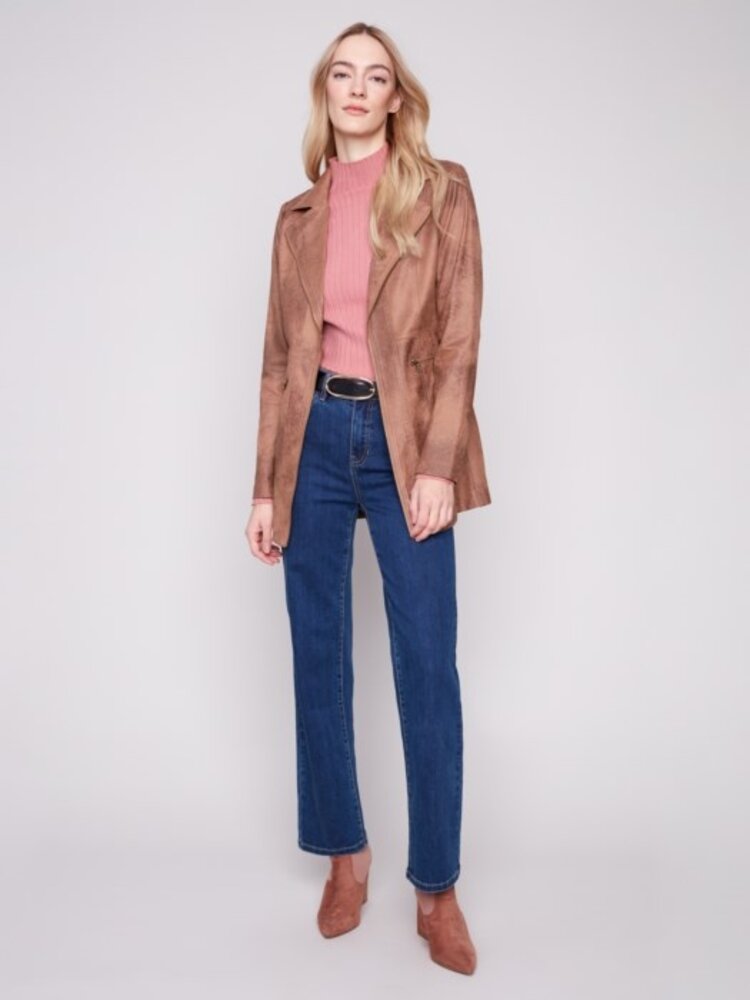 Charlie B Charlie B Vintage Texture Faux Suede Long Jacket C6270RR