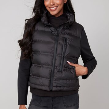 Renuar Renuar R3858L Crop Mix Media Puffer Jacket