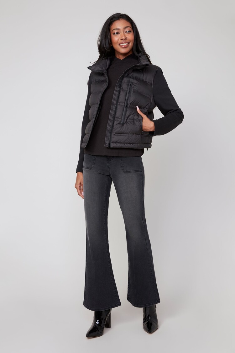 Renuar Renuar R3858L Crop Mix Media Puffer Jacket