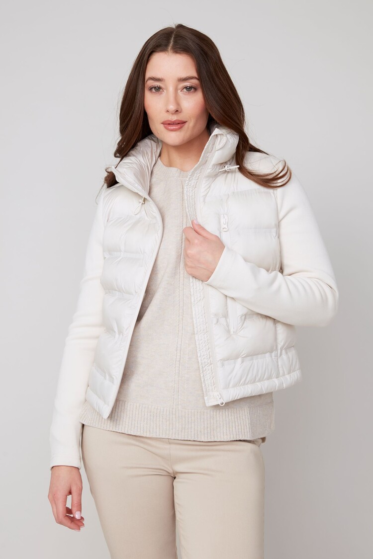 Renuar Renuar R3858L Crop Mix Media Puffer Jacket