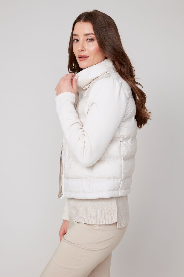 Renuar Renuar R3858L Crop Mix Media Puffer Jacket