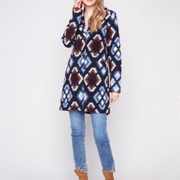 Charlie B Charlie B Plushy Knit Button Front Long Jacket With Pockets C6346R