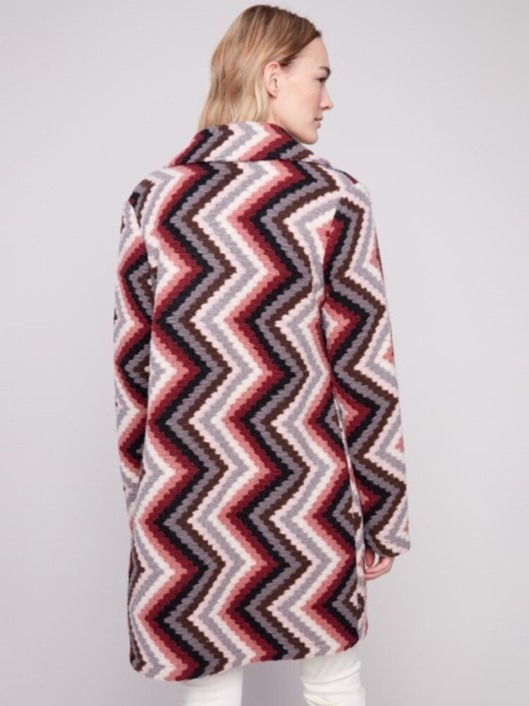 Charlie B Charlie B Plushy Knit Button Front Long Jacket With Pockets C6346R