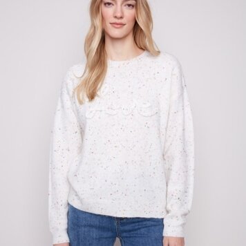 Charlie B Charlie B Flex Yarn Braided Love Crew Neck C2526X