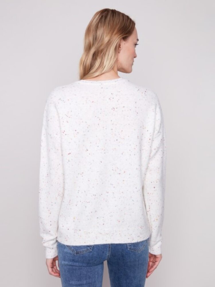 Charlie B Charlie B Flex Yarn Braided Love Crew Neck C2526X