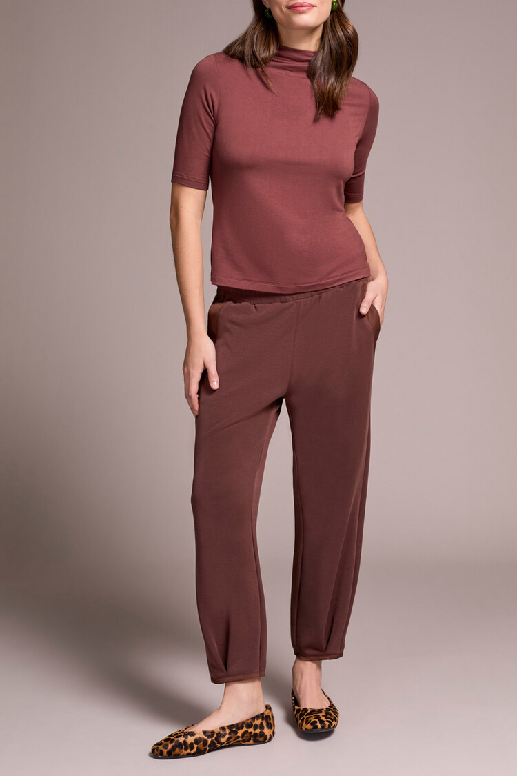 Tribal Tribal 5893O Funnel Neck Elbow Sleeve Top