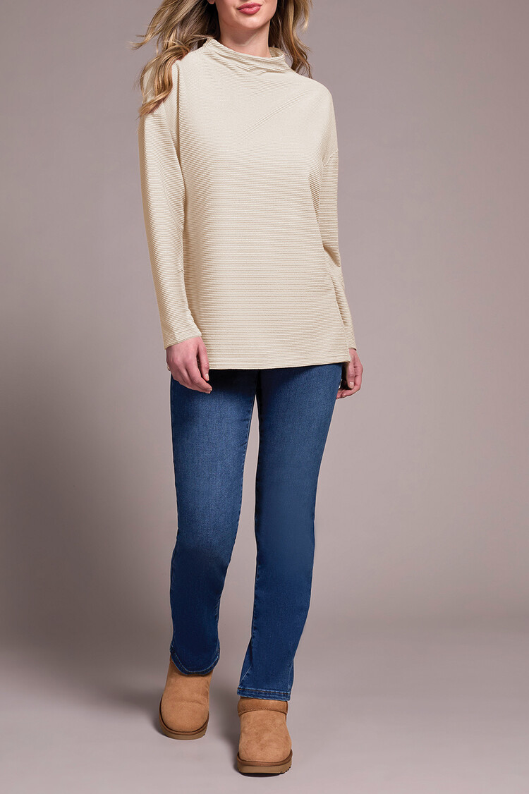 Tribal Tribal Funnel Neck Tunic W/ Side Slits 5898O