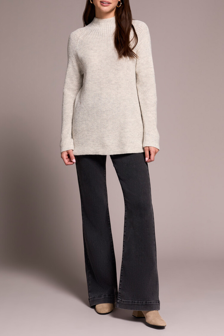 Tribal Tribal Mock Neck Tunic Sweater W/ Side Slits 5566O