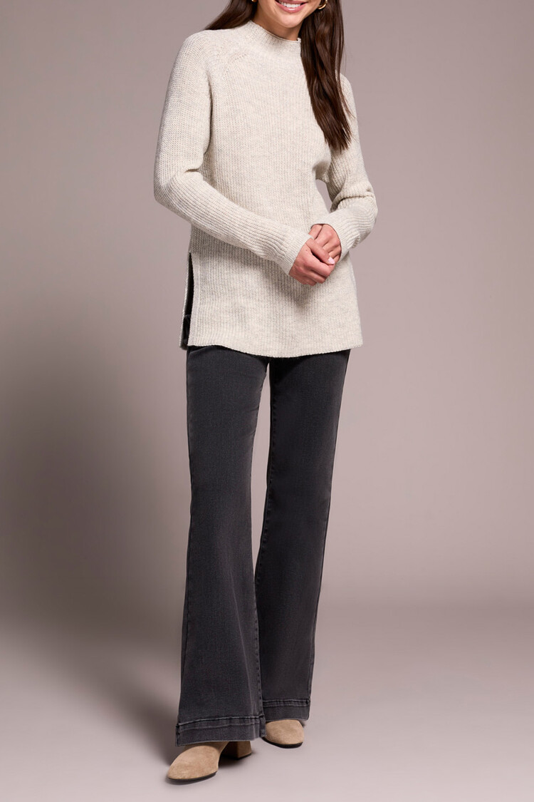 Tribal Tribal Mock Neck Tunic Sweater W/ Side Slits 5566O