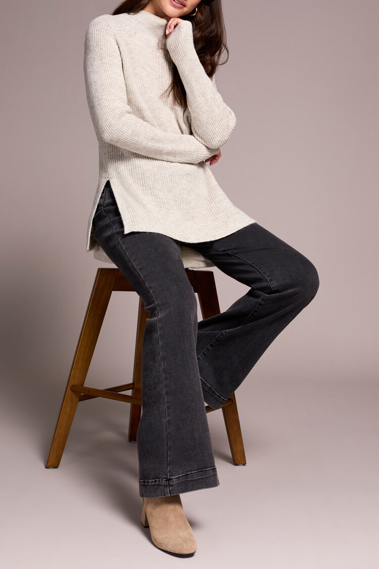 Tribal Tribal Mock Neck Tunic Sweater W/ Side Slits 5566O