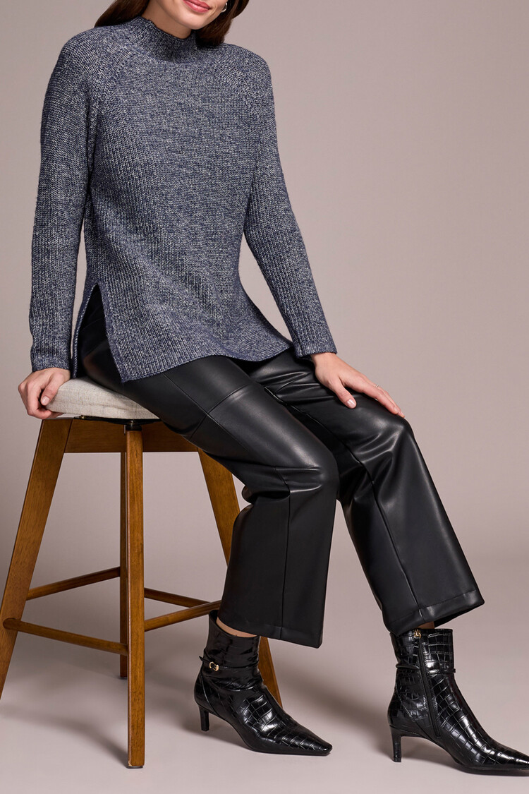 Tribal Tribal Mock Neck Tunic Sweater W/ Side Slits 5566O