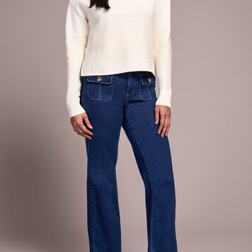 Tribal Tribal Turtleneck High Low Sweater W/ Side Slits 5933O