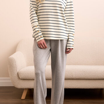 Tribal Tribal Long Sleeve Crew Neck Top With Buttons 2363O